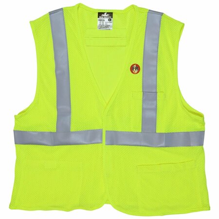 MCR SAFETY FR, Fr Modacrylic Vest, CL2, Mesh Lime X3 FRMCL2MLX3